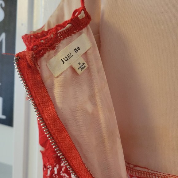 Red Lace floral dress (Just Me, Nordstrom) Size M - Picture 11 of 12